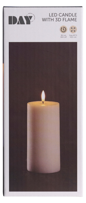 Kubbelys med 3D LED-flamme H15 cm